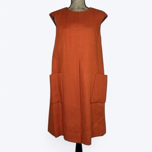 60s Vtg Mr Mort by Stan Herman‎ Mod Shift Dress Sz 9 Tomato Red Orange Deadstock